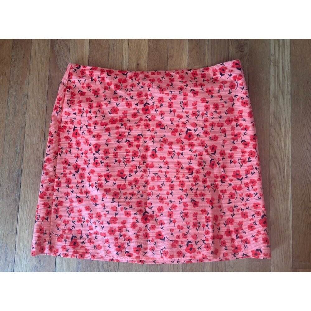 NWT Ann Taylor Womens Size 16 Orange Floral Pencil Skirt Lined